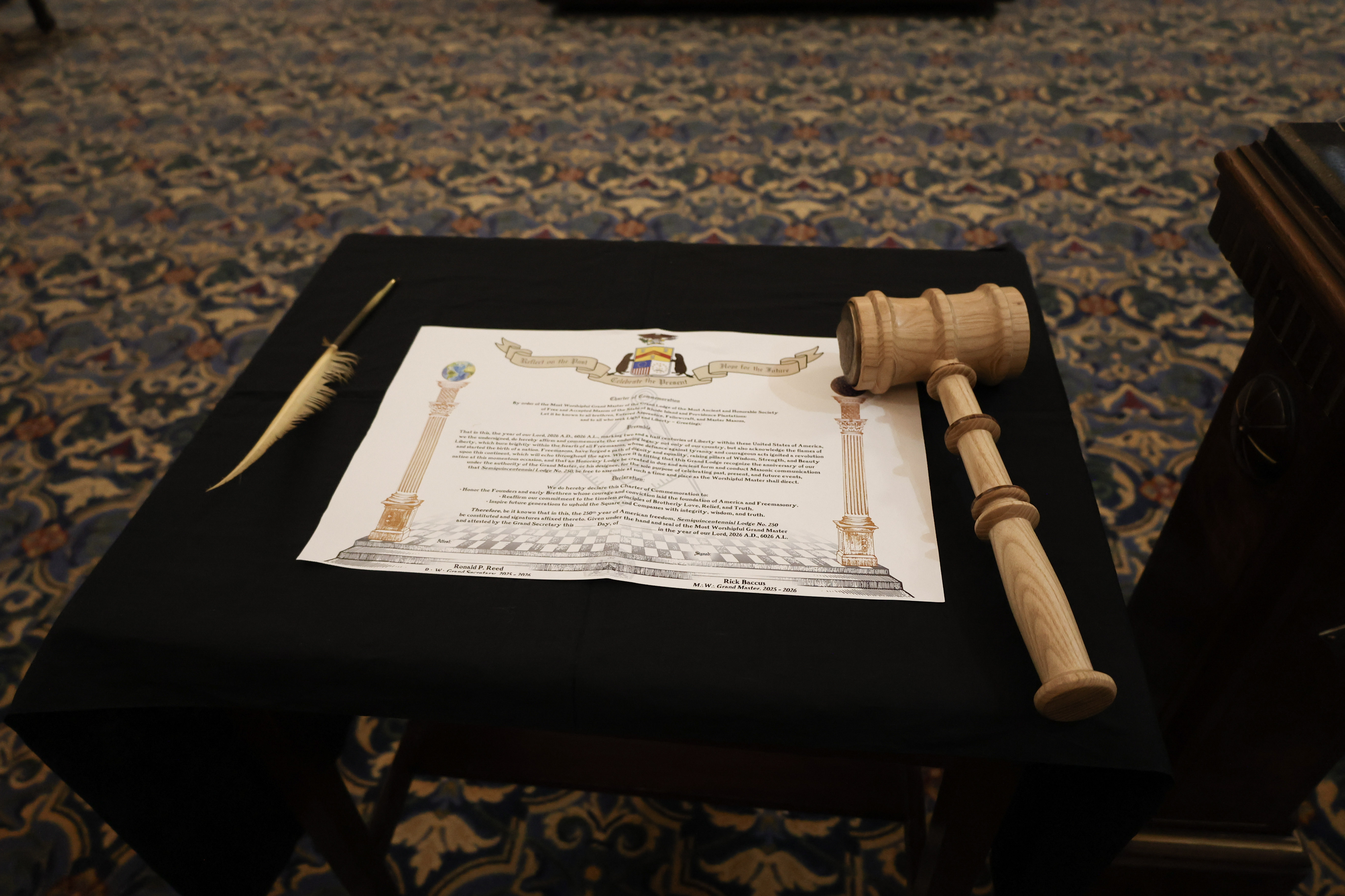 • "Semiquincentennial Lodge No. 250 Charter" (Photo by R:.W:. Tony Rodrigues)